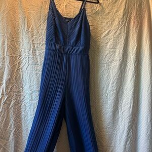 Blue Chiffon Pleated Jumpsuit